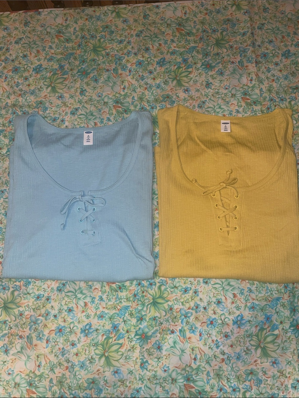 Blue & yellow old navy ribbed tank tops (XL)tall